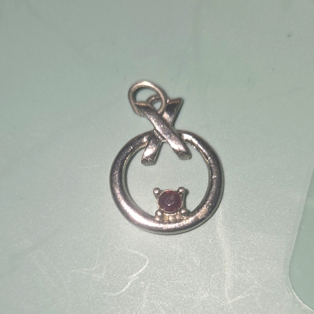 Minimalist Silver Pendant with Red Garnet Gemstone